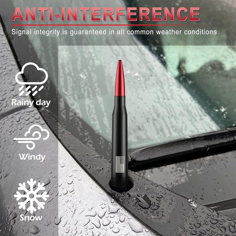 BJSIA American Flag Car Antenna for Truck with Valve Stem Caps - Universal Compatible with Ford, Dodge, Chevrolet, GMC, Jeep, Toyota Truck Car Accessories, Heavy Duty Pickup Trucks Accessories - Red - Image 4